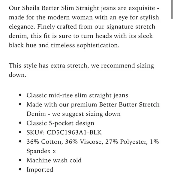 NWOT 1822 Denim Better Butter Black Straight Leg Jeans - Picture 10 of 11